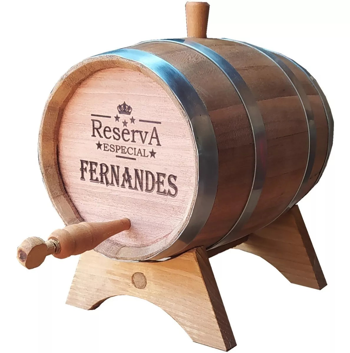 Barril Carvalho Para Cachaça 5 Litros- Torneira de madeira (Personalizamos nome)
