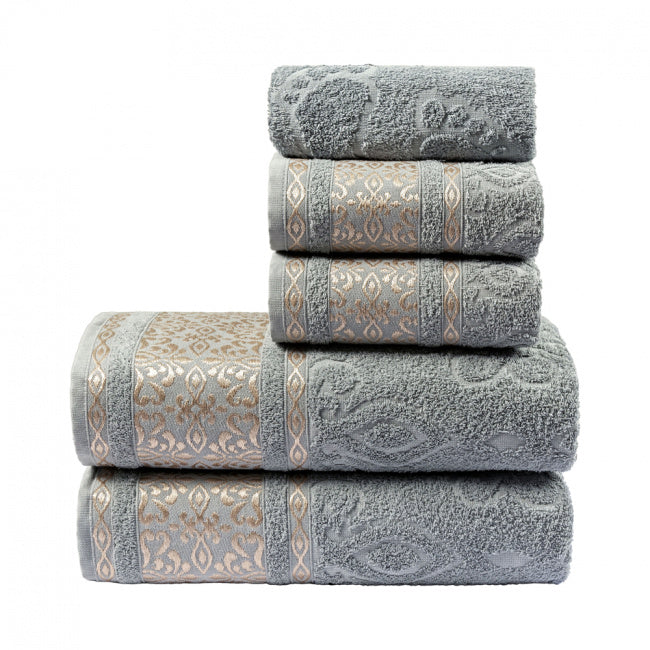 Jogo De Banho 5 Peças 450g/M² Toalhas 100% Algodão Granito