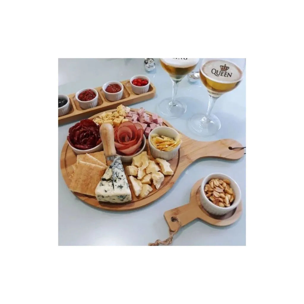 Tábua de Bambu Redonda com Cabo - 38 x 26 cm