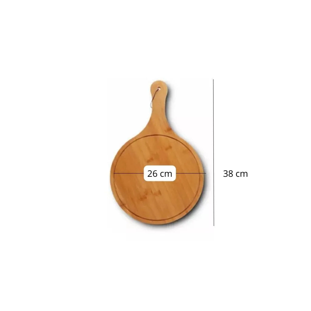 Tábua de Bambu Redonda com Cabo - 38 x 26 cm