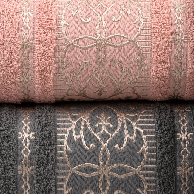 Jogo De Banho 4 Peças 370g/M² Toalhas 100% Algodão Cinza/Rosê
