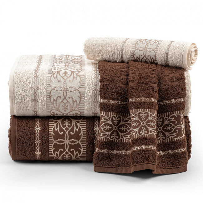 Jogo De Banho 4 Peças 370g/M² Toalhas 100% Algodão Tabaco/Palha