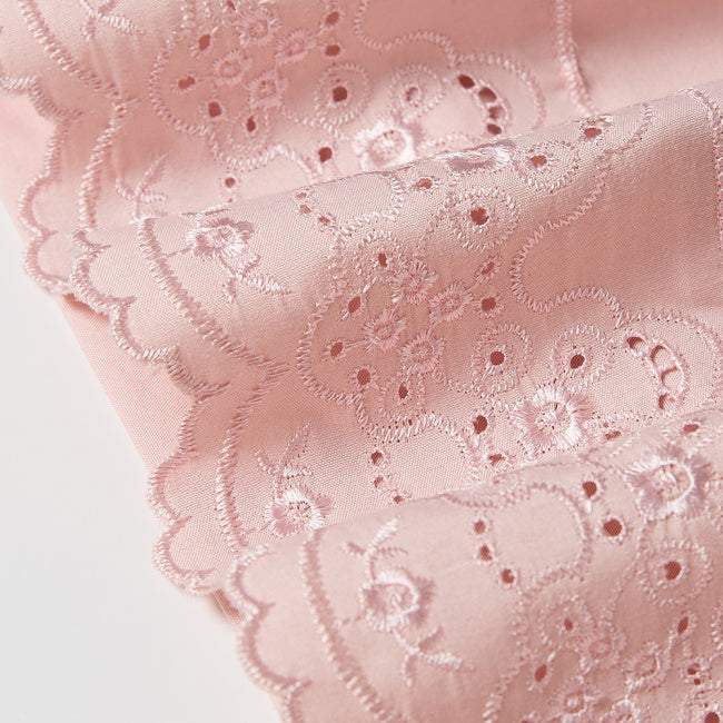 Jogo de Lençol 4 Peças Percal 300 Fios Lese Bordado Inglês Rose